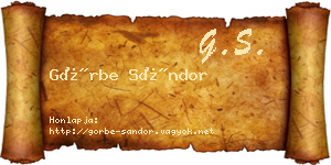Görbe Sándor névjegykártya